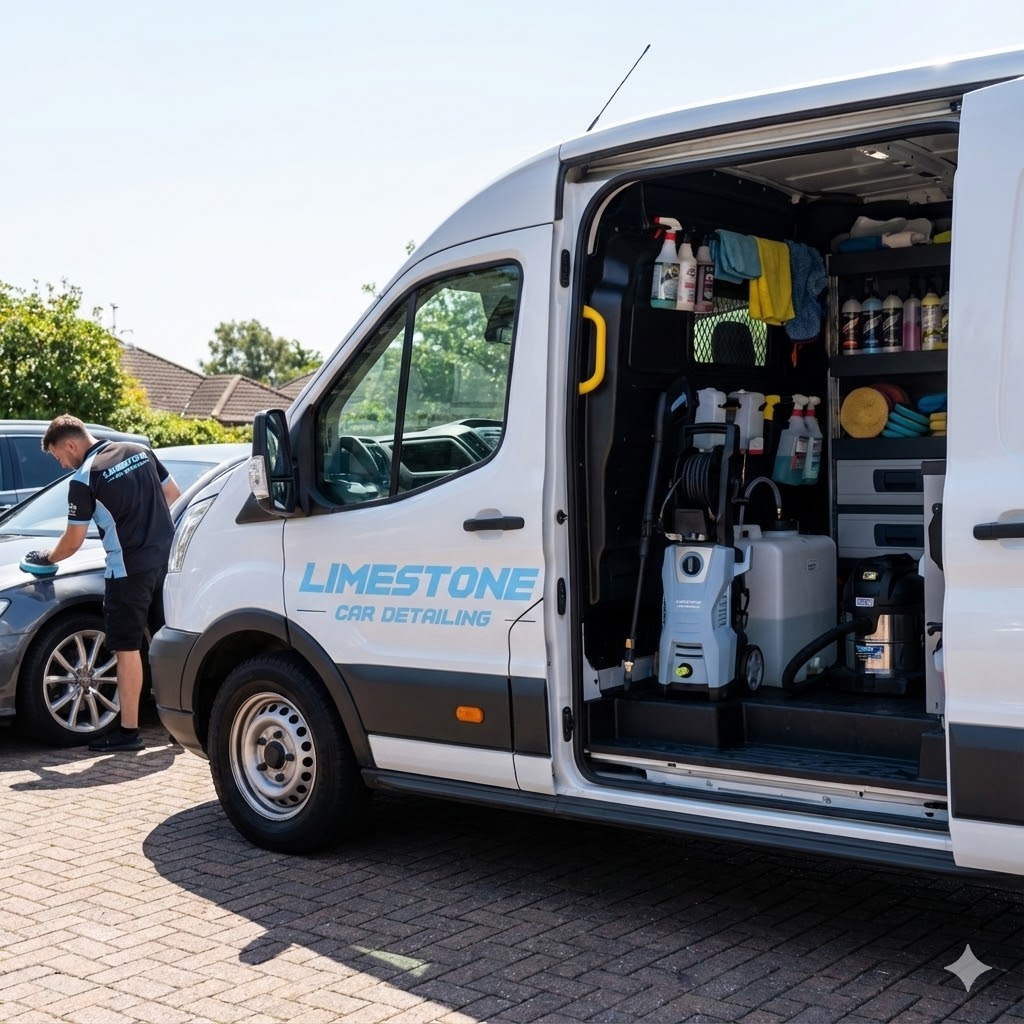 Mobile detailing service at a construction site